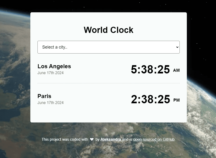 World Clock project preview